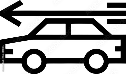 Modern illustration of a line icon representing the car share service return process