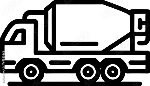 A modern illustration icon featuring a truck in cement production