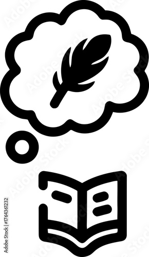 Publishing a book is a dream that can be symbolized by a line icon in modern illustration