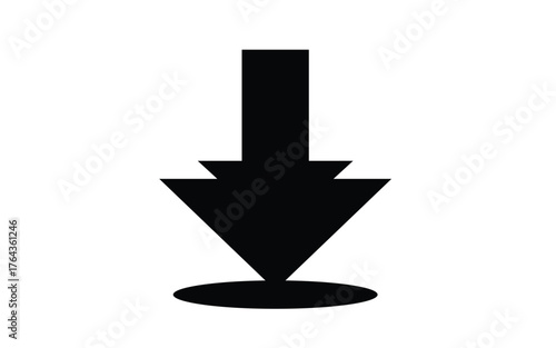 Simple black downward arrow on a clean white background graphic