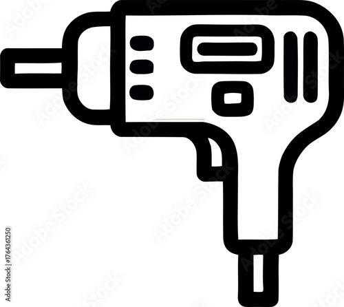 line icon representing loud construction work including hammering and drilling sounds in modern illustration