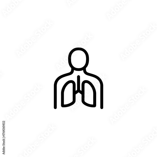 A modern illustration featuring a line icon for inclusive fitness with a focus on breathing technique