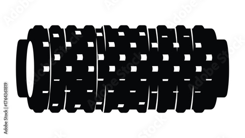 Industrial Cylinder Design: A sleek, black cylindrical component, meticulously designed with geometric precision, embodies the essence of industrial elegance.