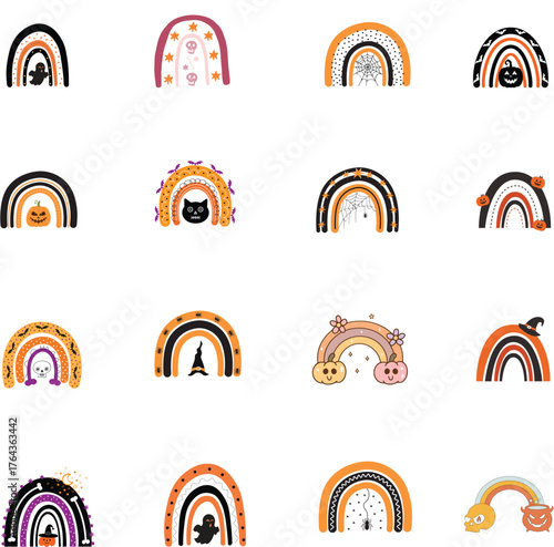 Obraz na płótnie Halloween Rainbow SVG Bundle: Spooky Rainbow Clipart