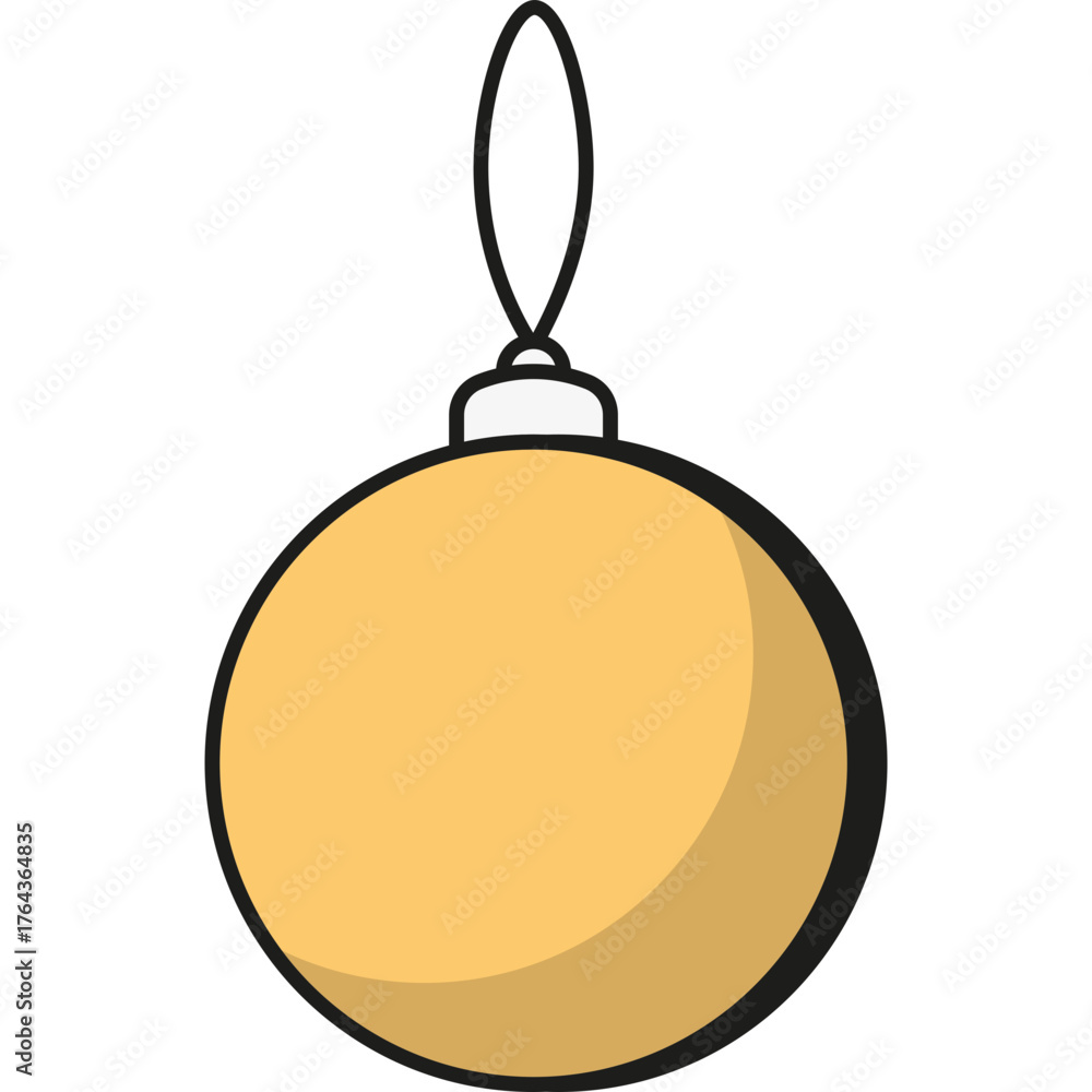 Obraz premium Minimal Christmas ball icon. Simple round ornament for holiday tree decoration in flat vector style