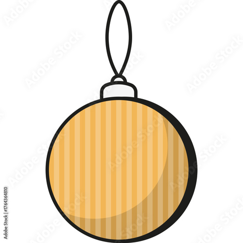 Minimal Christmas ball icon. Simple round ornament for holiday tree decoration in flat vector style