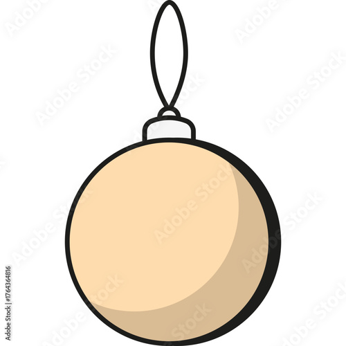 Minimal Christmas ball icon. Simple round ornament for holiday tree decoration in flat vector style