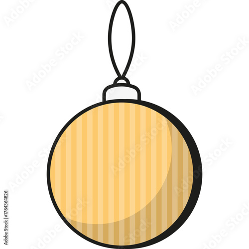 Minimal Christmas ball icon. Simple round ornament for holiday tree decoration in flat vector style