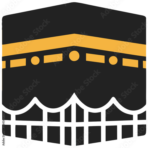 Clean vector illustration of the Kaaba in Mecca, representing a symbol of faith and pilgrimage for Muslims. This image can be used for cultural, religious, and travel-related design projects