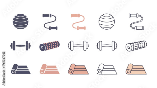 Fitness Equipment Showcase: A meticulously curated collection of essential fitness gear, arranged for a comprehensive overview of a healthy lifestyle