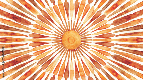 Seamless pattern of watercolor radial rings with hollow centers

