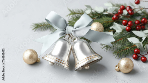 Silver bells for Christmas celebration decoration concept