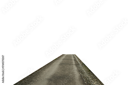 Fototapeta Naklejka Na Ścianę i Meble -  cutout of an old dark gravel walkway path in a rural area isolated transparent png	