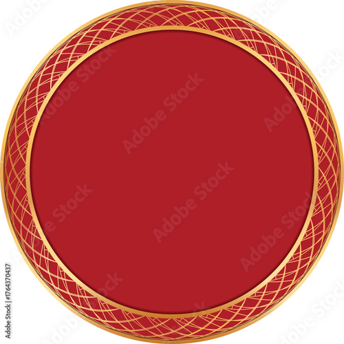 red colored vintage round sticker label banner	