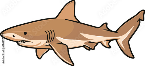 Shark vector illustration with dynamic swimming pose on white background