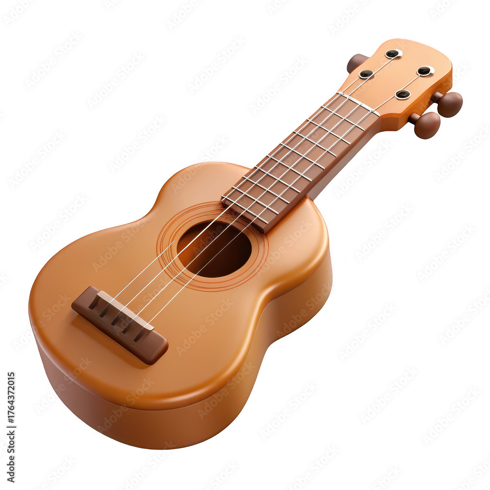 Fototapeta premium 3d wooden ukulele isolated on transparent background