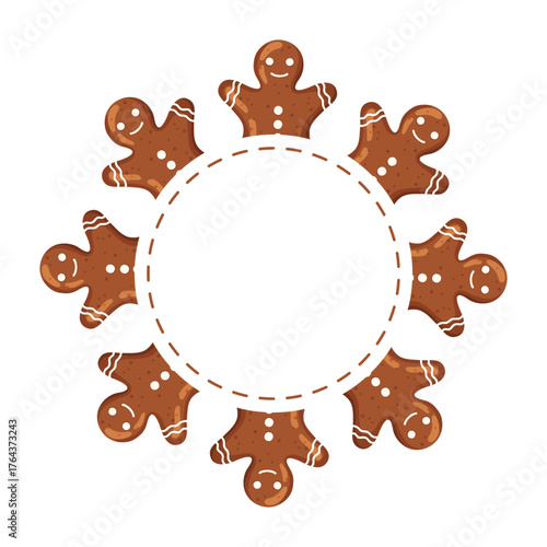 Gingerbread Man Cookie Circle Frame Design