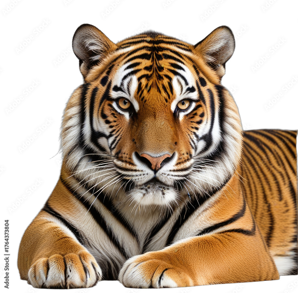 Obraz premium Majestic tiger portrait, vibrant orange & black striped fur