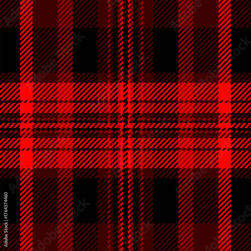 Mat background vector texture, romance fabric pattern seamless. Rose textile plaid check tartan in red and black colors.
