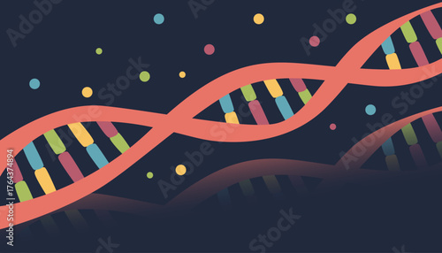 DNA double helix, DNA genetic structure illustration. Vector flat clipart.	
