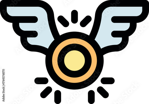 Wings lifting a golden coin, symbolizing financial growth, prosperity, and the achievement of monetary goals