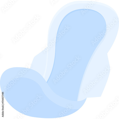 Fototapete Light Blue Absorbent Pad with Soft Texture and Curved Shape on White Background