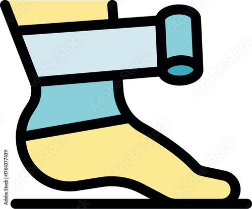 Elastic medical bandage is wrapped around foot providing support and compression for healing, promoting recovery from injury