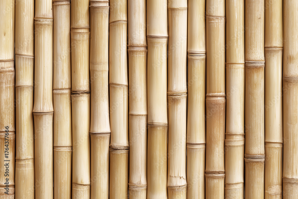 Fototapeta premium Natural bamboo wall vertical pattern background texture design
