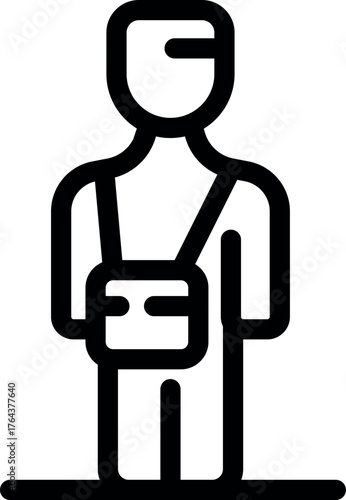 Postman is delivering mail while wearing uniform and carrying bag across shoulder