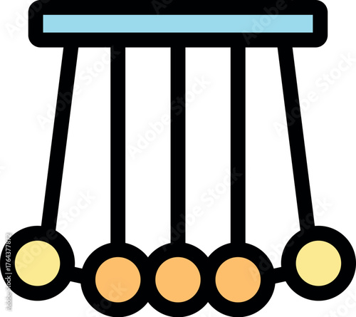 Newton's cradle with balancing balls demonstrating conservation of momentum and energy, a classic physics experiment
