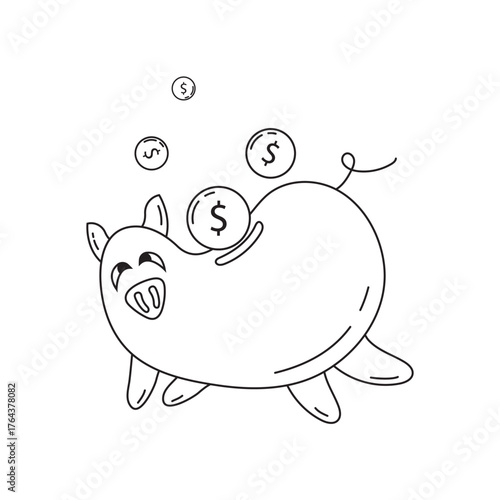 Piggy bank icon vector isolated on white background