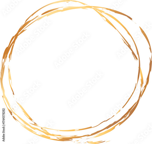 gold colored circle shape brush painted banner frame stamp	
