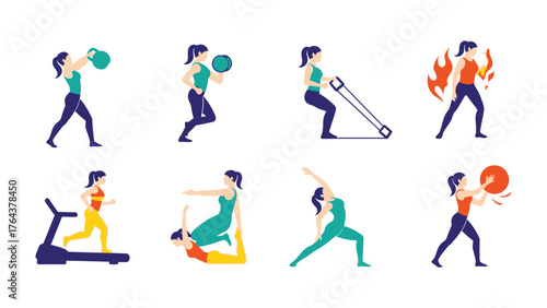 Diverse Fitness: Illustrated Collection of Various Exercises 