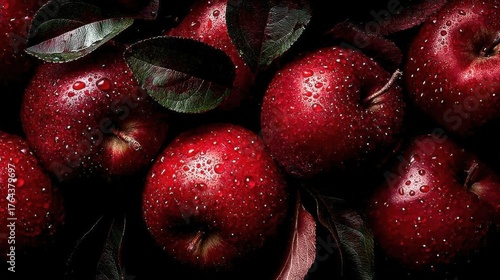 Bright red apples floating in a rustic wooden barrel filled with water. The apples are fresh, shiny, and vibrant, evoking a sense of harvest, autumn, and tradition