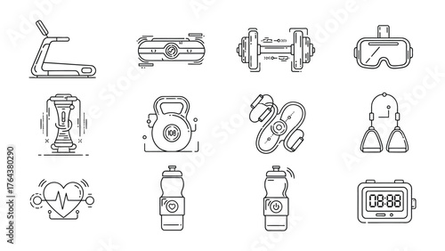 Fitness and Well-being: A collection of essential fitness and well-being icons, conveying the importance of exercise and personal wellness.