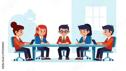 Diverse team collaborating around a conference table for a business meeting
