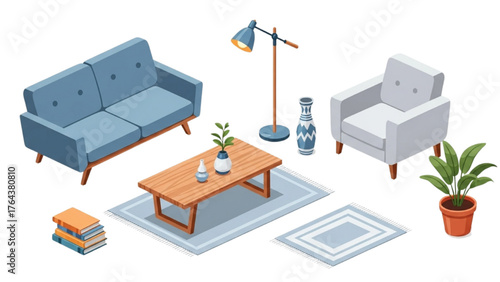 Cozy Living Room Furniture Arrangement with Coffee Table and Accent Chair