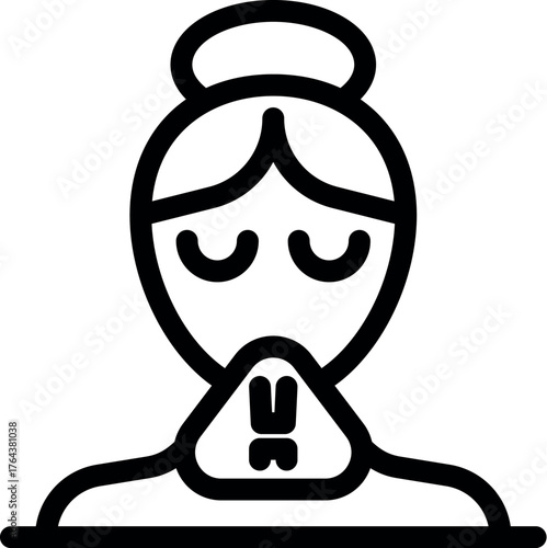 Line icon of a nurse wearing a surgical mask, protecting herself from viruses and bacteria