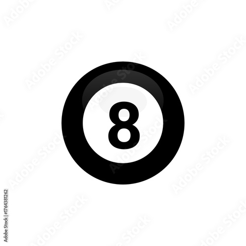 Minimalist Flat Style Eight Ball Game Equipment and Recreation Icon