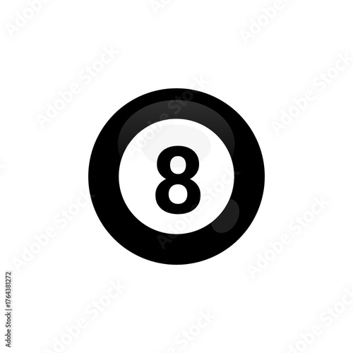 Simple Minimalist Number Eight Pool Ball Illustration on Black Background