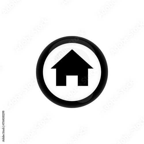 Glossy Simple Home Button Icon for Web and Application Interface Design
