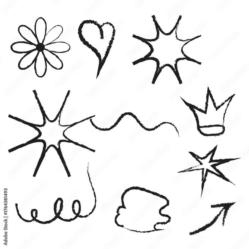 Obraz premium Creative ,Cupid Arrows and Hand Drawn Doodle Design Elements Vector Set for Creative Projects