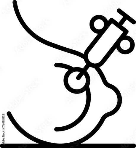 Syringe injecting medication into heel, representing orthopedic treatment, podiatry, foot care, and healthcare procedures