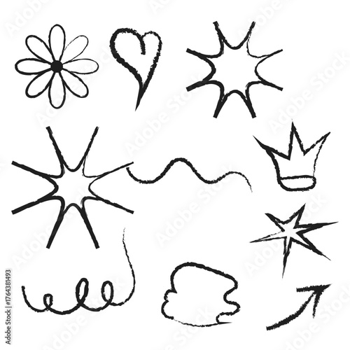 Creative ,Cupid Arrows and Hand Drawn Doodle Design Elements Vector Set for Creative Projects

