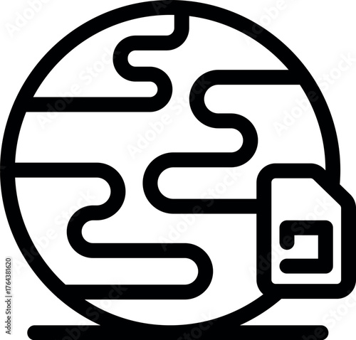 Connecting the world through mobile technology, sim card and planet earth icon symbolize global communication