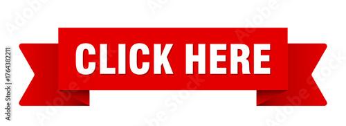 click here ribbon isolated on transparent background. click here ribbon