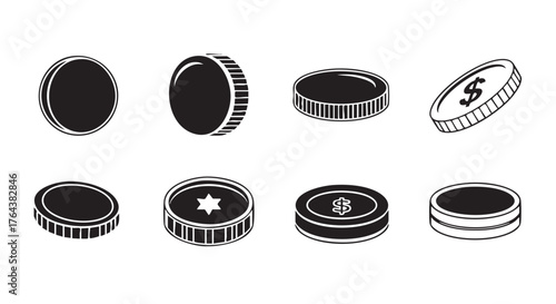 Hanukkah gelt illustration set for festive Jewish holiday tradition