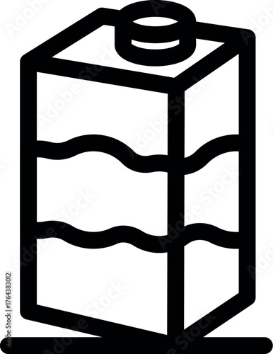 Simple bold line icon representing a full milk or juice carton package with a screw cap standing on a shelf