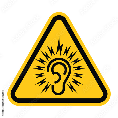 Warning sign for loud noise and hearing hazard