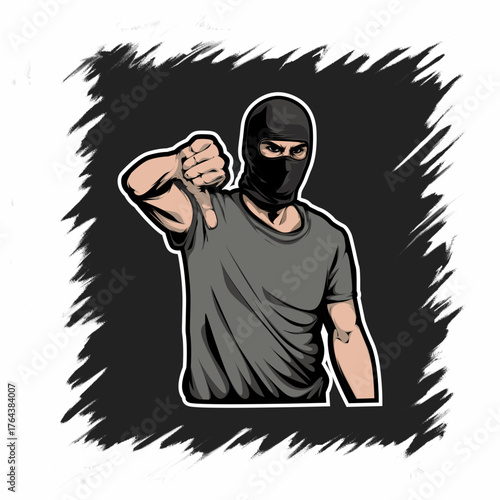 angry man ultras hooligan football with mask sticker logo design